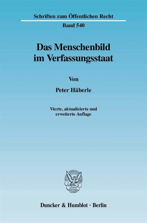 Das Menschenbild Im Verfassungsstaat (Paperback, 4, 4., Aktualisier)