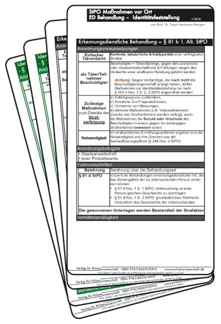 Einsatzkarten StPO Maßnahmen vor Ort, ED Behandlung - Identitatsfeststellung (Paperback)