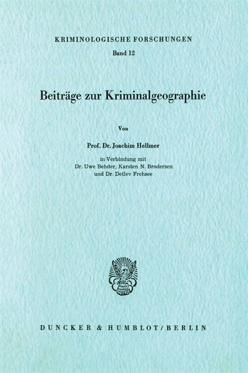 Beitrage Zur Kriminalgeographie (Paperback)