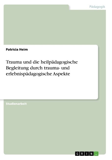 Trauma und die heilp?agogische Begleitung durch trauma- und erlebnisp?agogische Aspekte (Paperback)