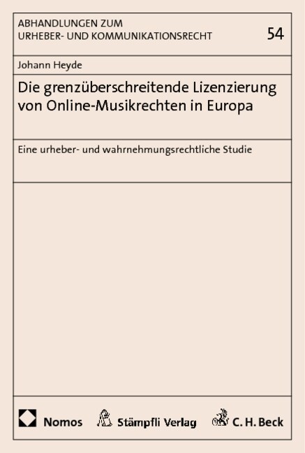 [중고] Die grenzuberschreitende Lizenzierung von Online-Musikrechten in Europa (Paperback)