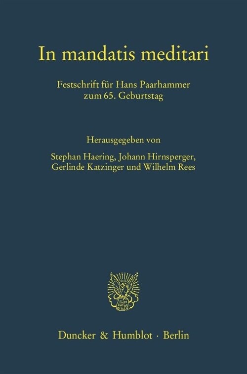 In Mandatis Meditari: Festschrift Fur Hans Paarhammer Zum 65. Geburtstag (Hardcover)