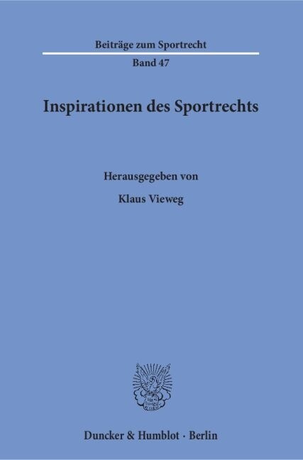 Inspirationen des Sportrechts (Paperback)