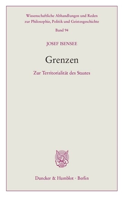 Grenzen: Zur Territorialitat Des Staates (Paperback)