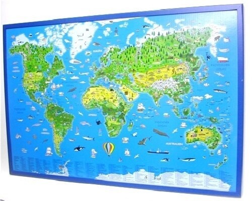 Illustrierte Weltkarte, auf Kork-Pinnwand (General Merchandise)