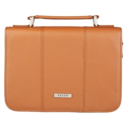 Bible Cover Medium Gen Leather Faith Tan (Other)