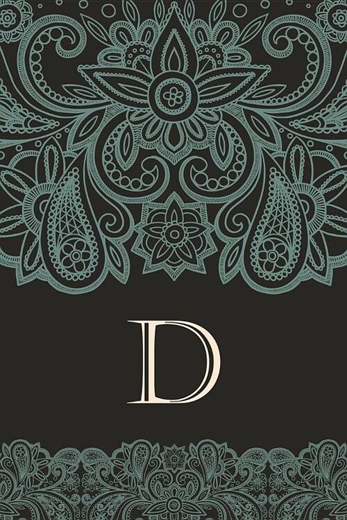 D: Elegant Monogrammed Blank Dotted Journal: Beautiful and Classic Bulleted Dot Grid Notebook: Ornate Neutral and Mint Gr (Paperback)