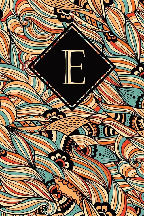 E: Elegant Monogrammed Blank Dotted Journal: Beautiful and Classic Bulleted Dot Grid Notebook: Vibrant Ornate Orange, Blu (Paperback)