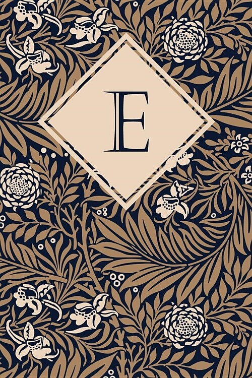 E: Elegant Monogrammed Blank Dotted Journal: Beautiful and Classic Bulleted Dot Grid Notebook: Ornate Navy, Brown and Cre (Paperback)