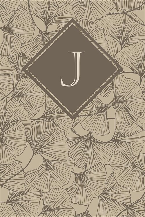 J: Elegant Monogrammed Blank Dotted Journal: Beautiful and Classic Bulleted Dot Grid Notebook: Dusty Neutral Floral Patte (Paperback)