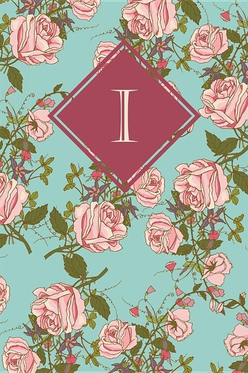 I: Elegant Monogrammed Blank Dotted Journal: Beautiful and Classic Bulleted Dot Grid Notebook: Ornate Mint Green and Pink (Paperback)