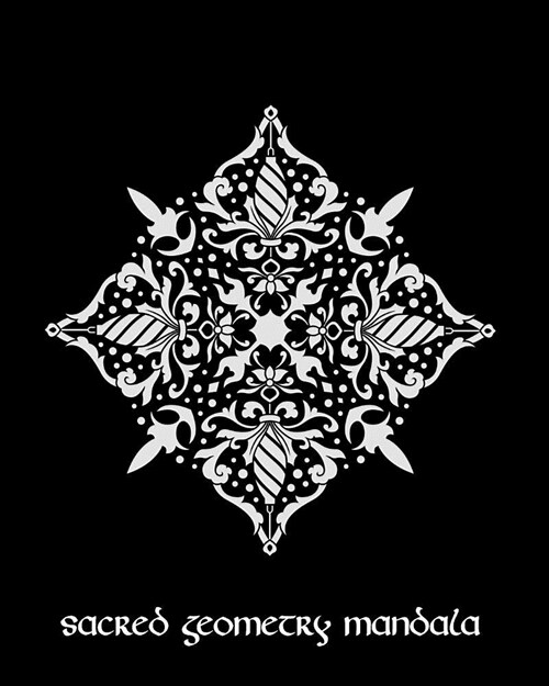 Sacred Geometry Mandala: Black and White Ornamental Mandala Art Journal Cover, Cornell Lined Notebook . Geometric Design for Yoga, Meditation, (Paperback)
