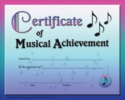 Certificate of Musical Achievement (Paperback)