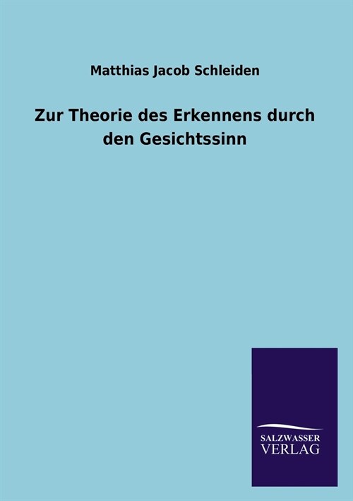 Zur Theorie Des Erkennens Durch Den Gesichtssinn (Paperback)