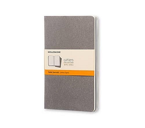 Moleskine Cahier Journal (Set of 3), Large, Ruled, Pebble Grey, Soft Cover (5 X 8.25) (Hardcover)