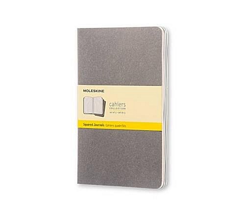 Moleskine Cahier Journal (Set of 3), Large, Squared, Pebble Grey, Soft Cover (5 X 8.25) (Hardcover)