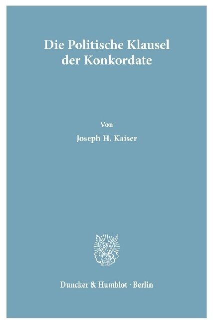 Die Politische Klausel Der Konkordate (Paperback)