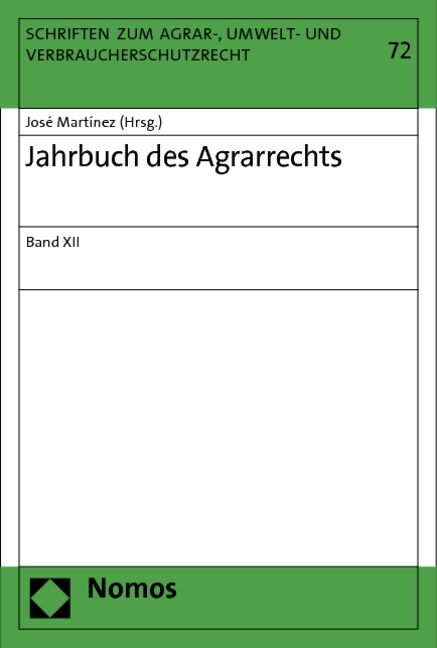 Jahrbuch des Agrarrechts (Paperback)