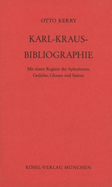 Karl-Kraus-Bibliographie (Hardcover)
