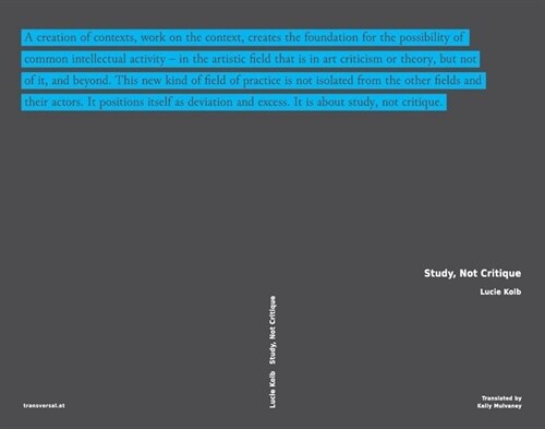 Study, Not Critique (Paperback)
