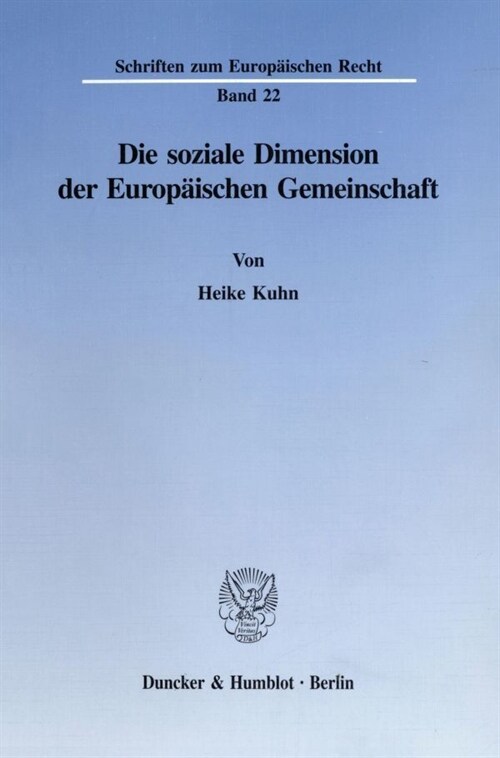 Die Soziale Dimension Der Europaischen Gemeinschaft (Paperback)