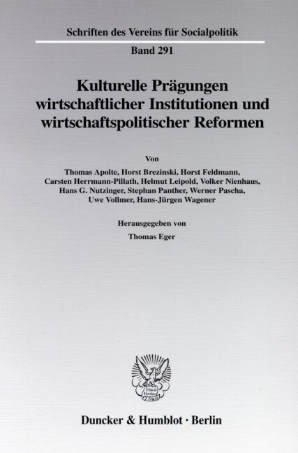 Kulturelle Pragungen wirtschaftlicher Institutionen und wirtschaftspolitischer Reformen (Paperback)