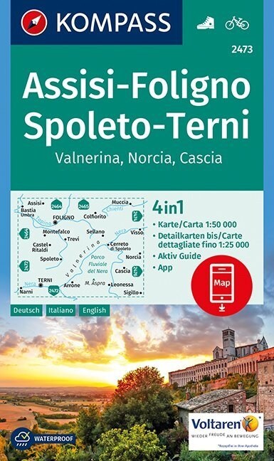 Kompass Karte Assisi-Foligno, Spoleto-Terni (Sheet Map)