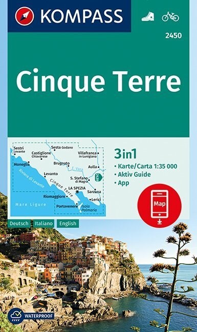 Kompass Karte Cinque Terre (Sheet Map)