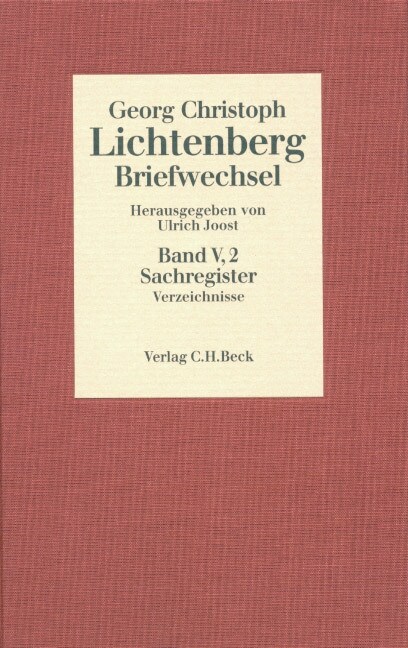 Lichtenberg Briefwechsel Bd. 5: Register (Hardcover)