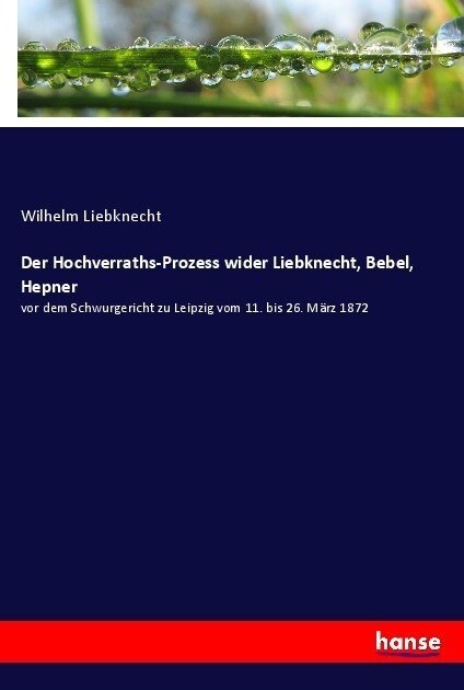 Der Hochverraths-Prozess wider Liebknecht, Bebel, Hepner: vor dem Schwurgericht zu Leipzig vom 11. bis 26. M?z 1872 (Paperback)