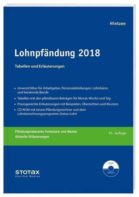 Lohnpfandung 2018, m. CD-ROM (Paperback)