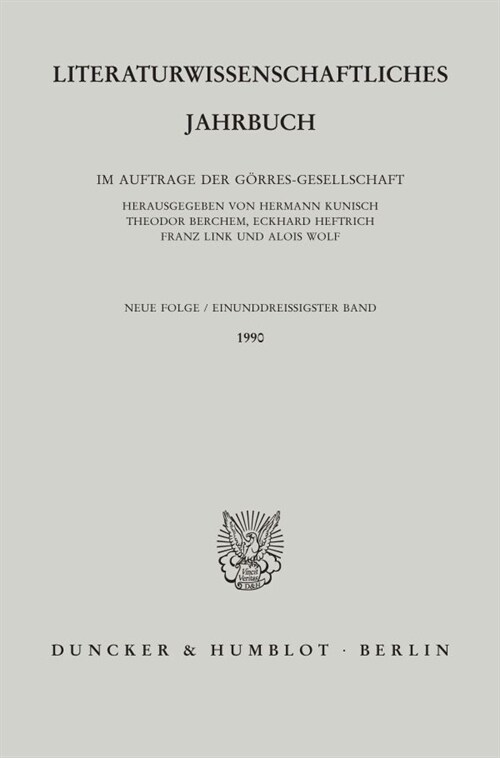 Literaturwissenschaftliches Jahrbuch: 31. Band (199) (Paperback)
