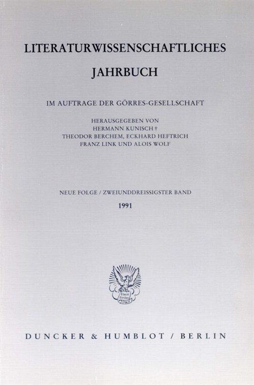 Literaturwissenschaftliches Jahrbuch: 32. Band (1991) (Paperback)