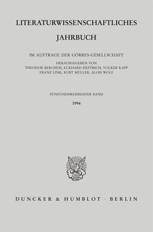 Literaturwissenschaftliches Jahrbuch: 35. Band (1994) (Paperback)