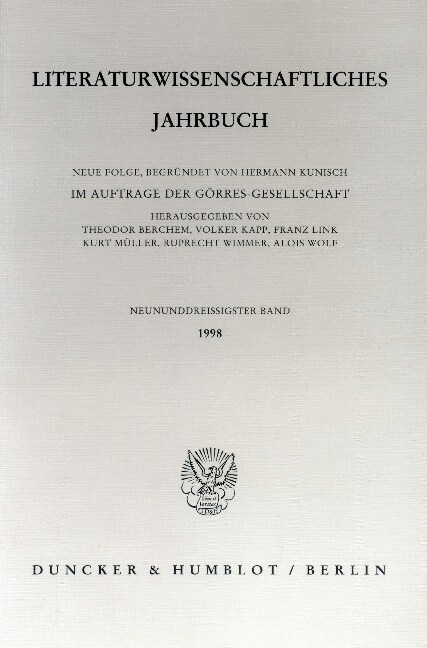 Literaturwissenschaftliches Jahrbuch: 39. Band (1998) (Paperback)