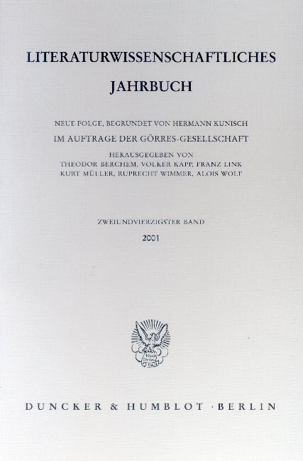 Literaturwissenschaftliches Jahrbuch: 42. Band (21) (Paperback)