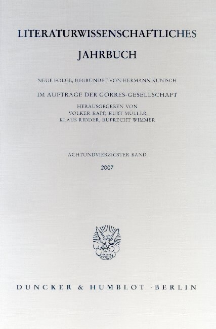 Literaturwissenschaftliches Jahrbuch: 48. Band (27) (Paperback)
