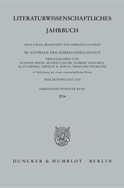 Literaturwissenschaftliches Jahrbuch: 57. Band (216) (Paperback)