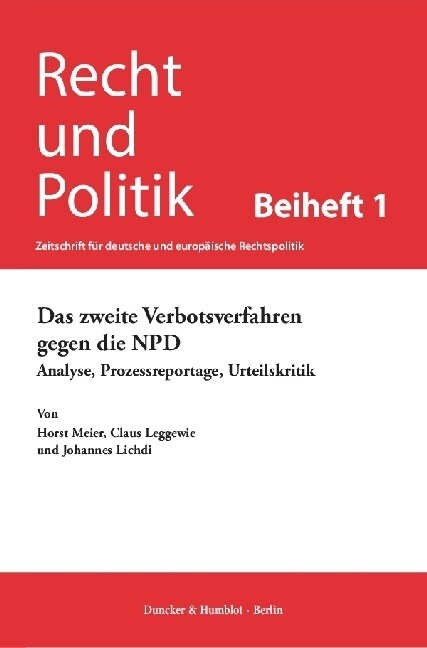 Das Zweite Verbotsverfahren Gegen Die Npd: Analyse, Prozessreportage, Urteilskritik (Paperback)