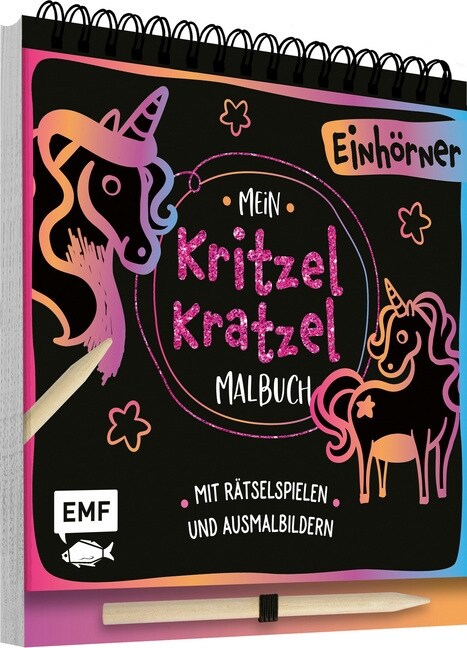 Mein Kritzel-Kratzel-Malbuch - Einhorner, m. Holzstift (Paperback)