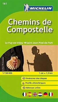 Michelin Karte Chemins de Compostelle (Sheet Map) - Le Puy-en-Velay - Saint-Jean-Pied-de-Port. Straßen- und Freizeitkarte Der franzosische Jakobsweg