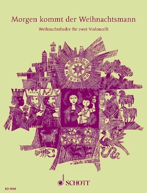 Morgen kommt der Weihnachtsmann, fur 1-2 Violoncelli, Gitarre ad lib., Spielpartitur (Sheet Music)