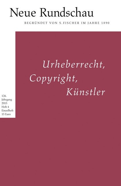 Urheberrecht, Copyright, Kunstler.. 126. Jgg. / H.4 (Paperback)
