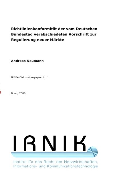 IRNIK-Diskussionspapier Nr. 1 (Paperback)