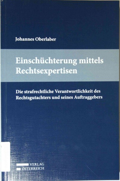 Einschuchterung mittels Rechtsexpertisen (Paperback)