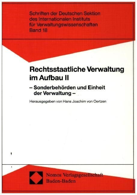 Sonderbehorden und Einheit der Verwaltung (Paperback)