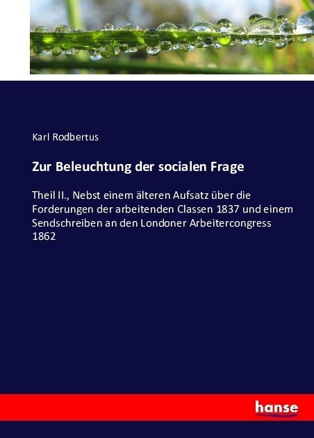 Zur Beleuchtung der socialen Frage: Theil II., Nebst einem ?teren Aufsatz ?er die Forderungen der arbeitenden Classen 1837 und einem Sendschreiben a (Paperback)