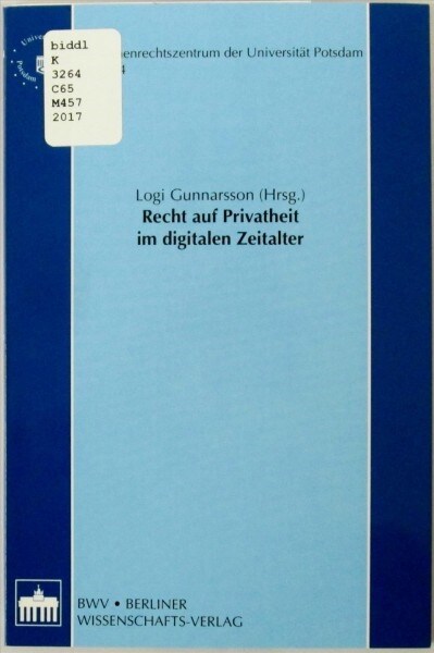 Recht auf Privatheit im digitalen Zeitalter (Paperback)