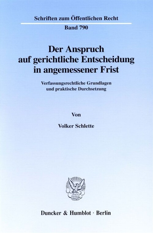 알라딘: Der Anspruch Auf Gerichtliche Entscheidung In Angemessener Frist ...