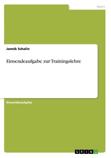 Einsendeaufgabe zur Trainingslehre (Paperback)